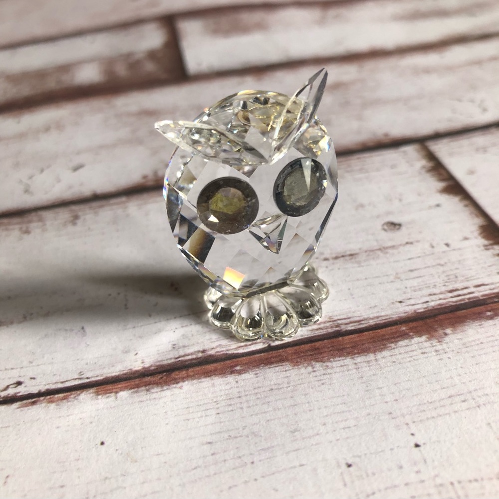 Retired Authentic Vintage Swarovski Mini Owl with Citrine Eyes